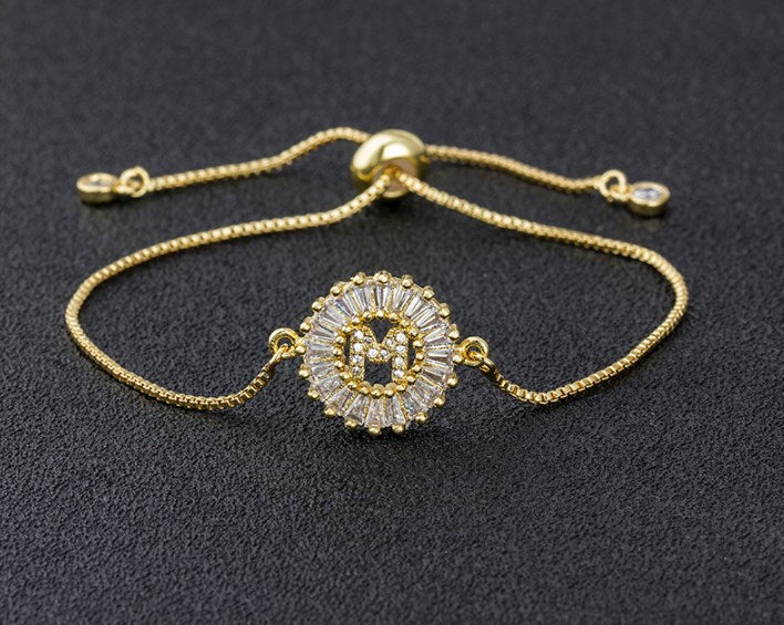 Copper inlaid zircon color message Bracelet