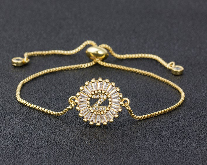 Copper inlaid zircon color message Bracelet