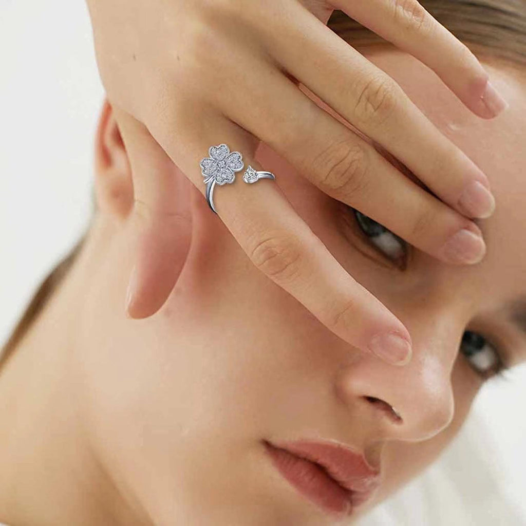Anxiety Relief Clover Decompression Zircon Ring