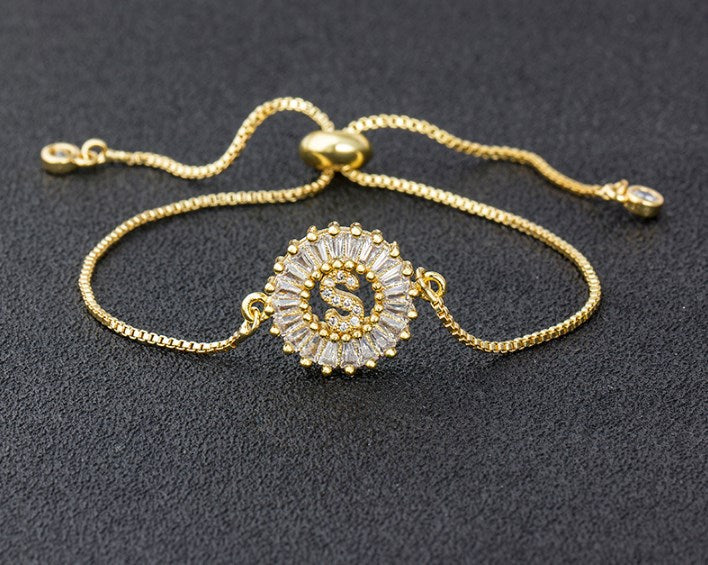 Copper inlaid zircon color message Bracelet