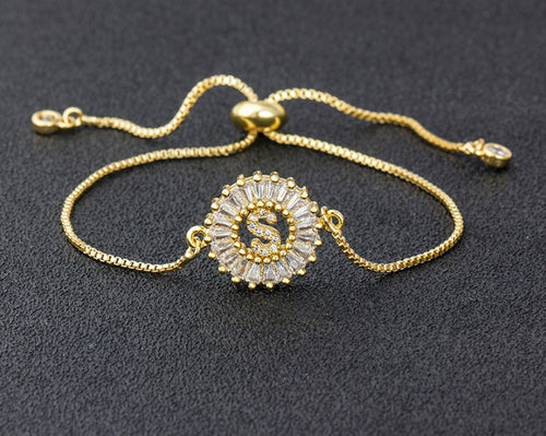 Copper inlaid zircon color message Bracelet