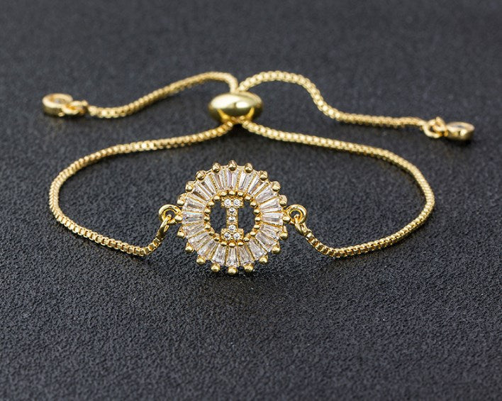 Copper inlaid zircon color message Bracelet