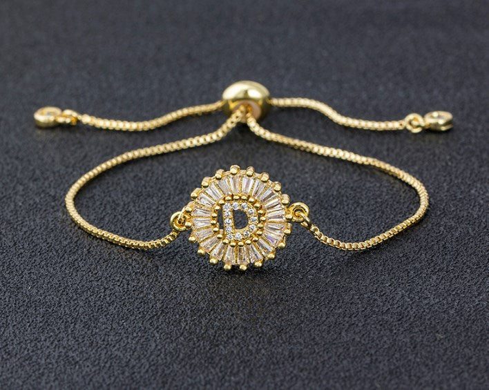 Copper inlaid zircon color message Bracelet