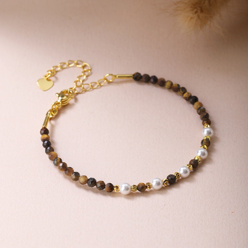 Womens Layered Crystal Bracelet And Beaded Necklace Set