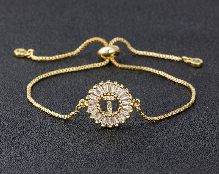 Copper inlaid zircon color message Bracelet