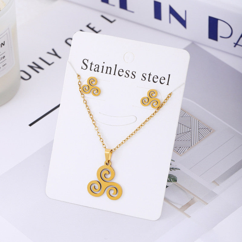 Minimalist Titanium Steel Jewelry Set Stainless Steel Necklace And Earrings