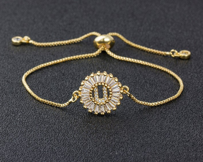 Copper inlaid zircon color message Bracelet