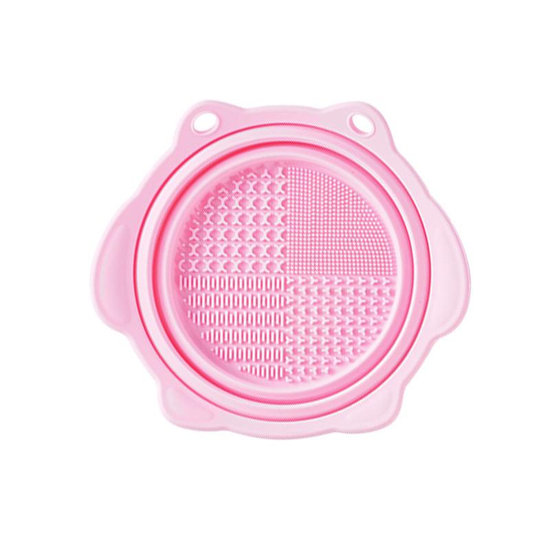 Multi-functional Silicone Makeup Brush Cleaning Folding Bowl Sponge Puff Beauty Tool Makeup Brush  Washing Scrubber Pad Soft Mat Scrubber Box