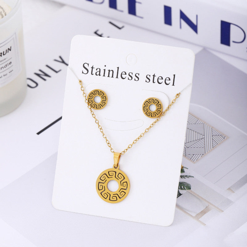 Minimalist Titanium Steel Jewelry Set Stainless Steel Necklace And Earrings