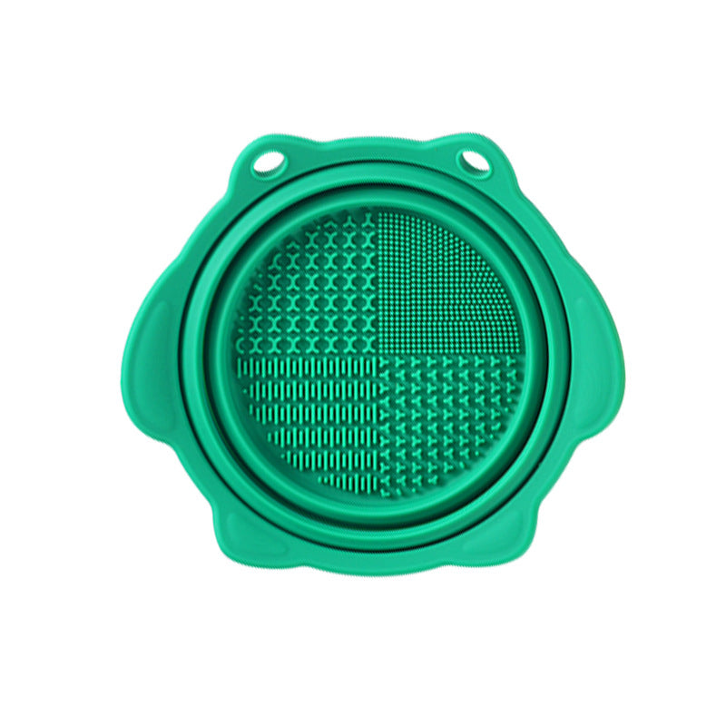 Multi-functional Silicone Makeup Brush Cleaning Folding Bowl Sponge Puff Beauty Tool Makeup Brush  Washing Scrubber Pad Soft Mat Scrubber Box