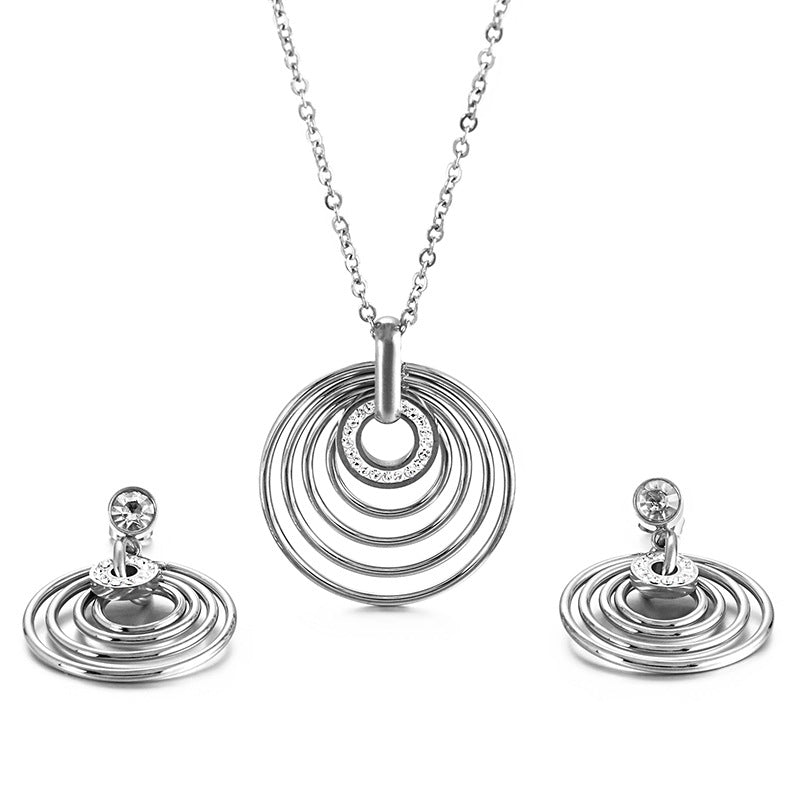 Women's Multi-layer Round Necklace Earring Set